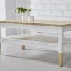 mesa centro madera natural y blanca