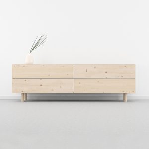 mueble TV madera natural cajones