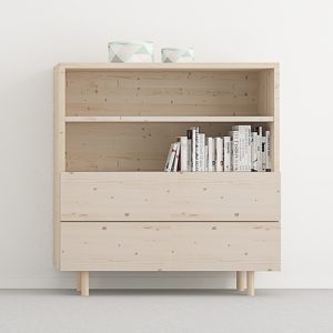 mueble librería 2 cajones y 1 estante madera