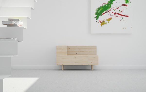 mueble recibidor diseño original en madera