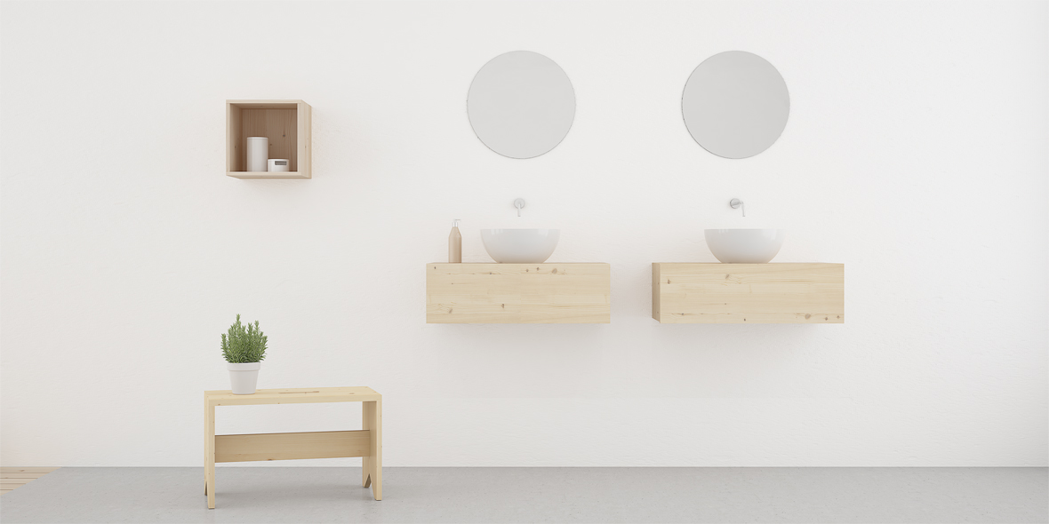 mueble de baño en madera natural