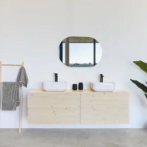 mueble de baño de madera maciza natural de 4 cajones de 140