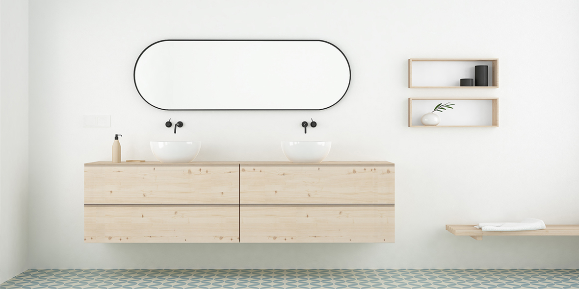 mueble de baño madera natural con nudos