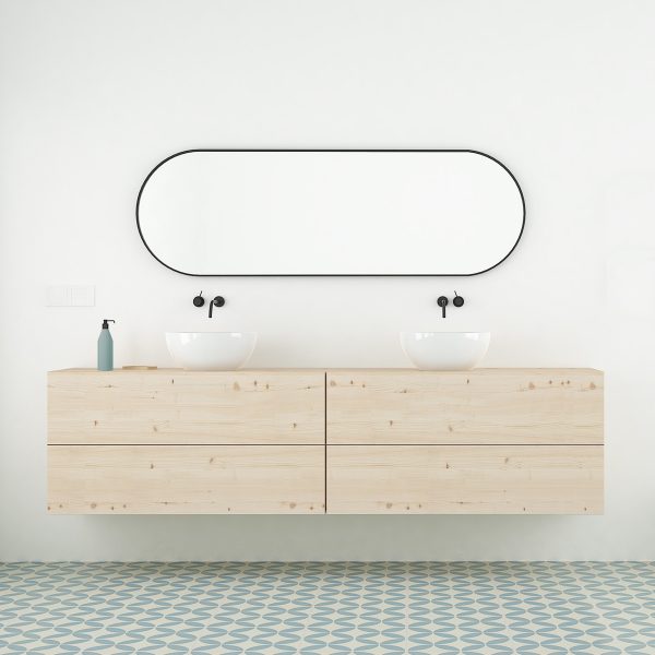 mueble de baño con cajones madera natural