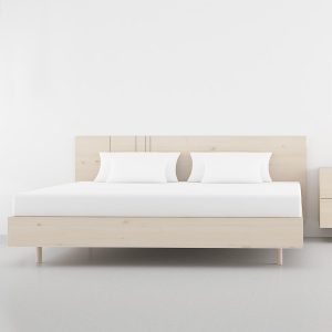 cabecero de cama con rayas verticales asimetricas madera maciza natural