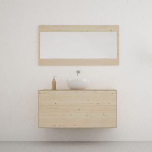 mueble baño de madera natural con 2 cajones de 80