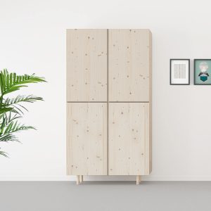 armario madera maciza 2 puertas color natural 100cm
