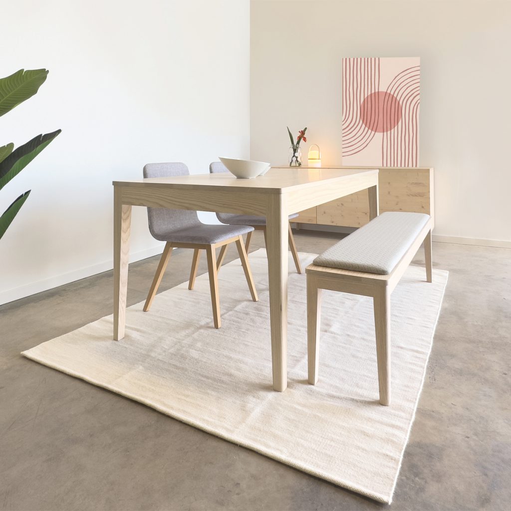 mesa de comedor de madera de fresno maciza color natural diseño nordico