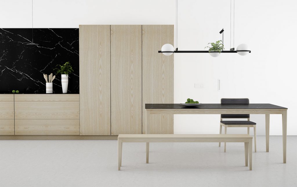 muebles de cocina de madera maciza modernos color natural