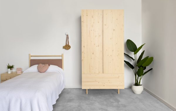 armario 2 puertas de madera maciza abeto con nudos color natural