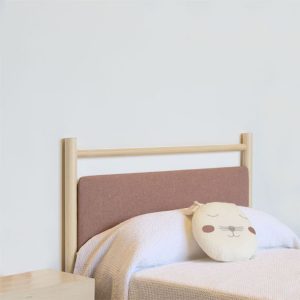 cabecero de 105 madera y tapizado. Diseño original. Relleno de lana de oveja 100%.