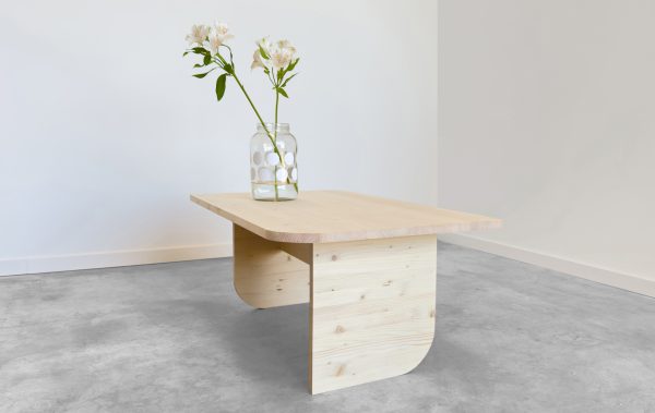 mesa de centro de madera de abeto cuadrada 80cm de diseño nordico