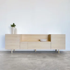 Mueble TV madera maciza modular de estilo nordico color natural