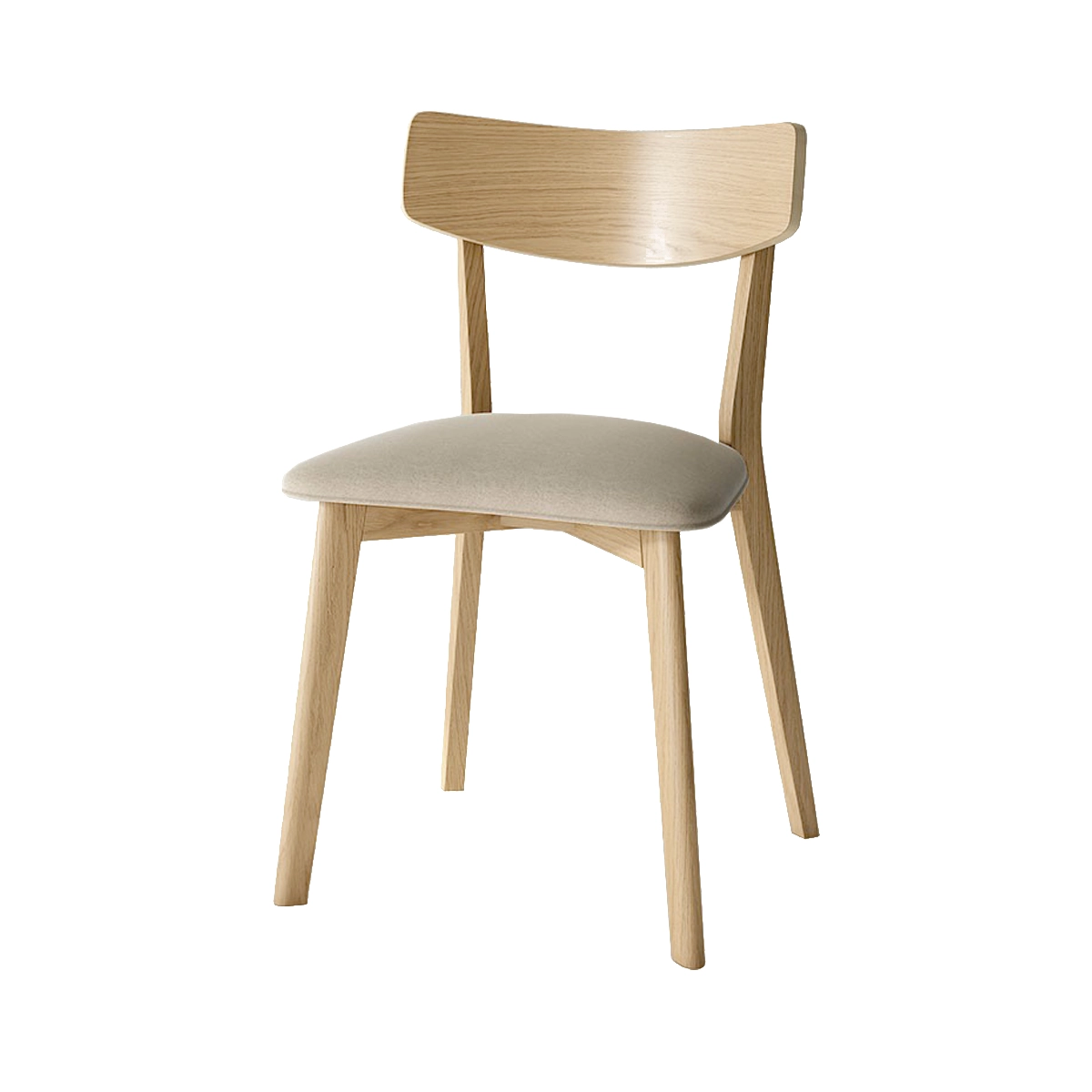 silla de comedor madera de fresno natural con asiento tapizado y respaldo madera